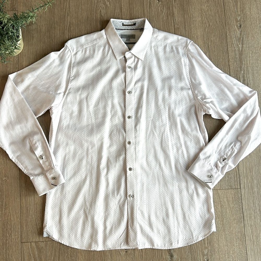 TED BAKER CLASSIC PRINTED 100% COTTON BUTTON DOWN SHIRT SIZE LARGE/X LARGE
